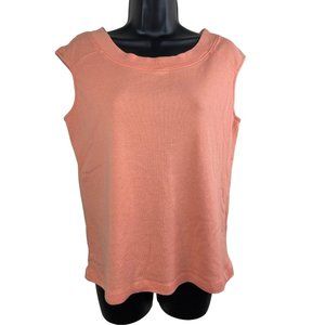 Dressbarn Tank Top Women Size Extra Large XL Sleeveless Solid Orange 100% Cotton